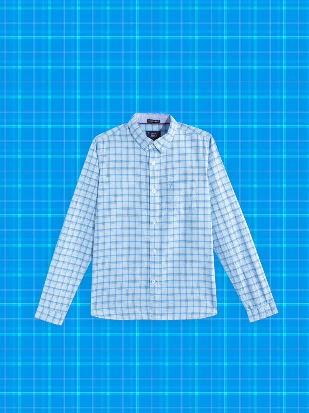

Indian Terrain Boys Blue Checked Pure Cotton Casual Shirt