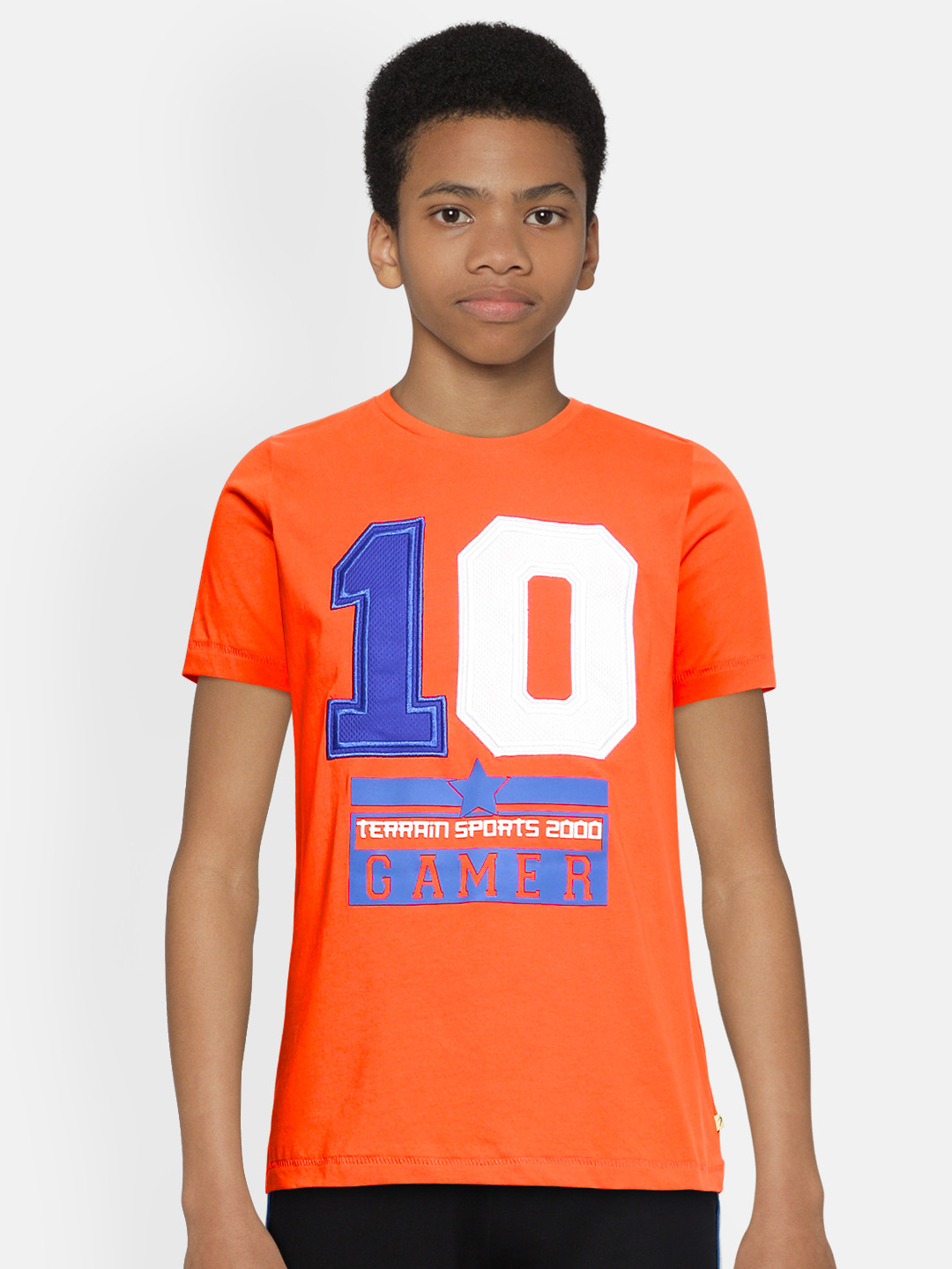 

Indian Terrain Boys Coral Red Printed Pure Cotton T-shirt