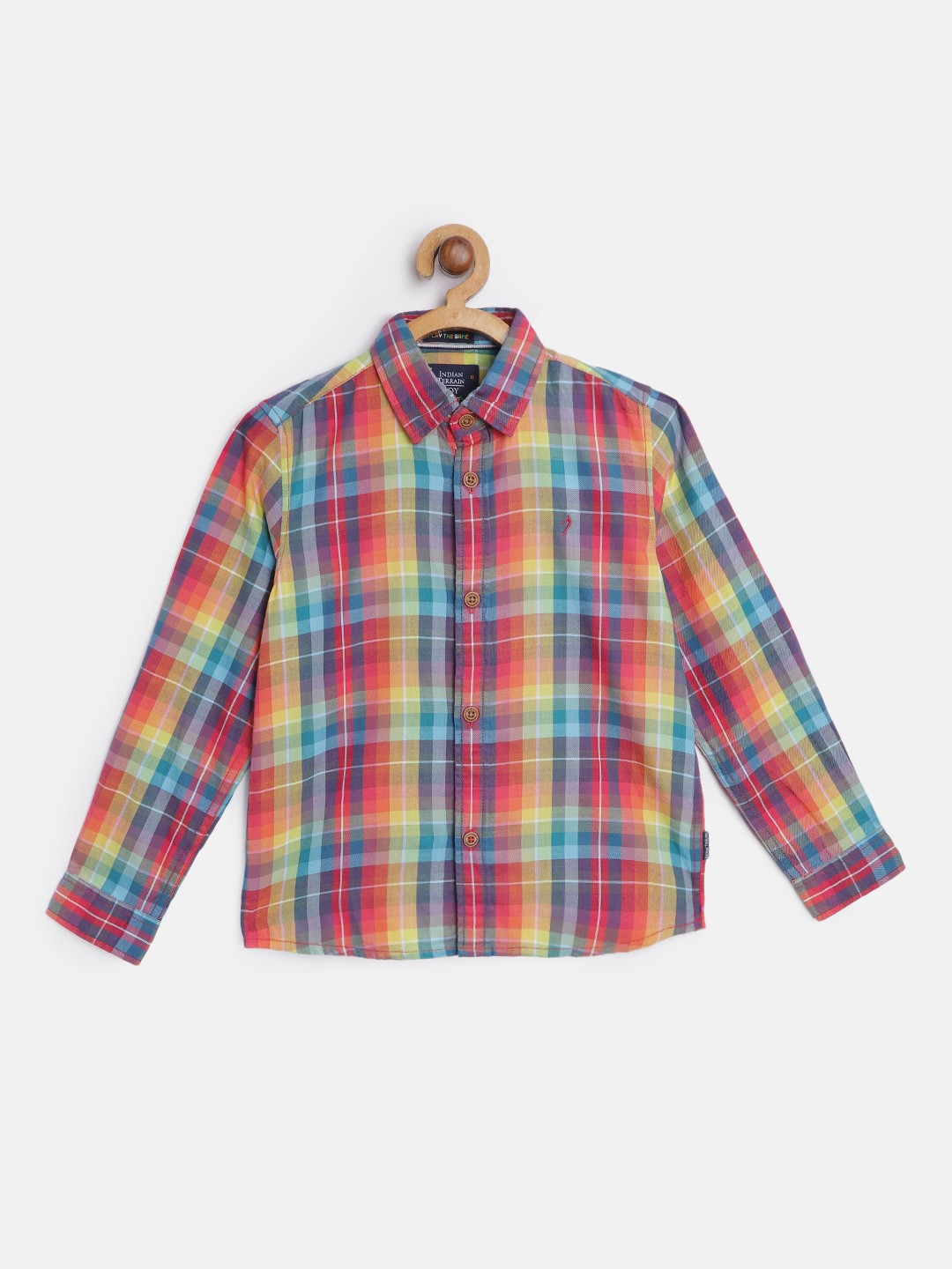 

Indian Terrain Boys Multicoloured Cotton Checked Casual Shirt, Multi