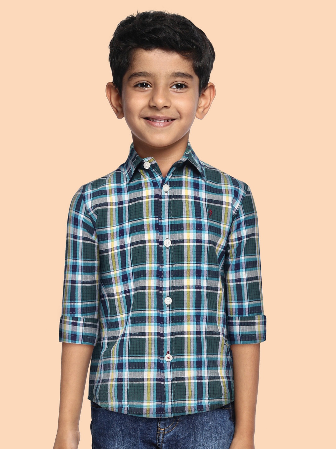 

Indian Terrain Boys Green & Blue Tartan Checked Casual Shirt