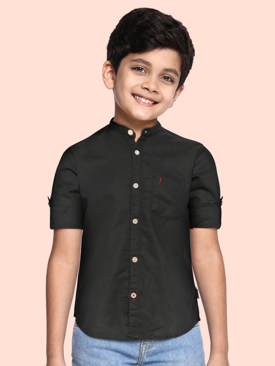 

Indian Terrain Boys Black Solid Casual Shirt