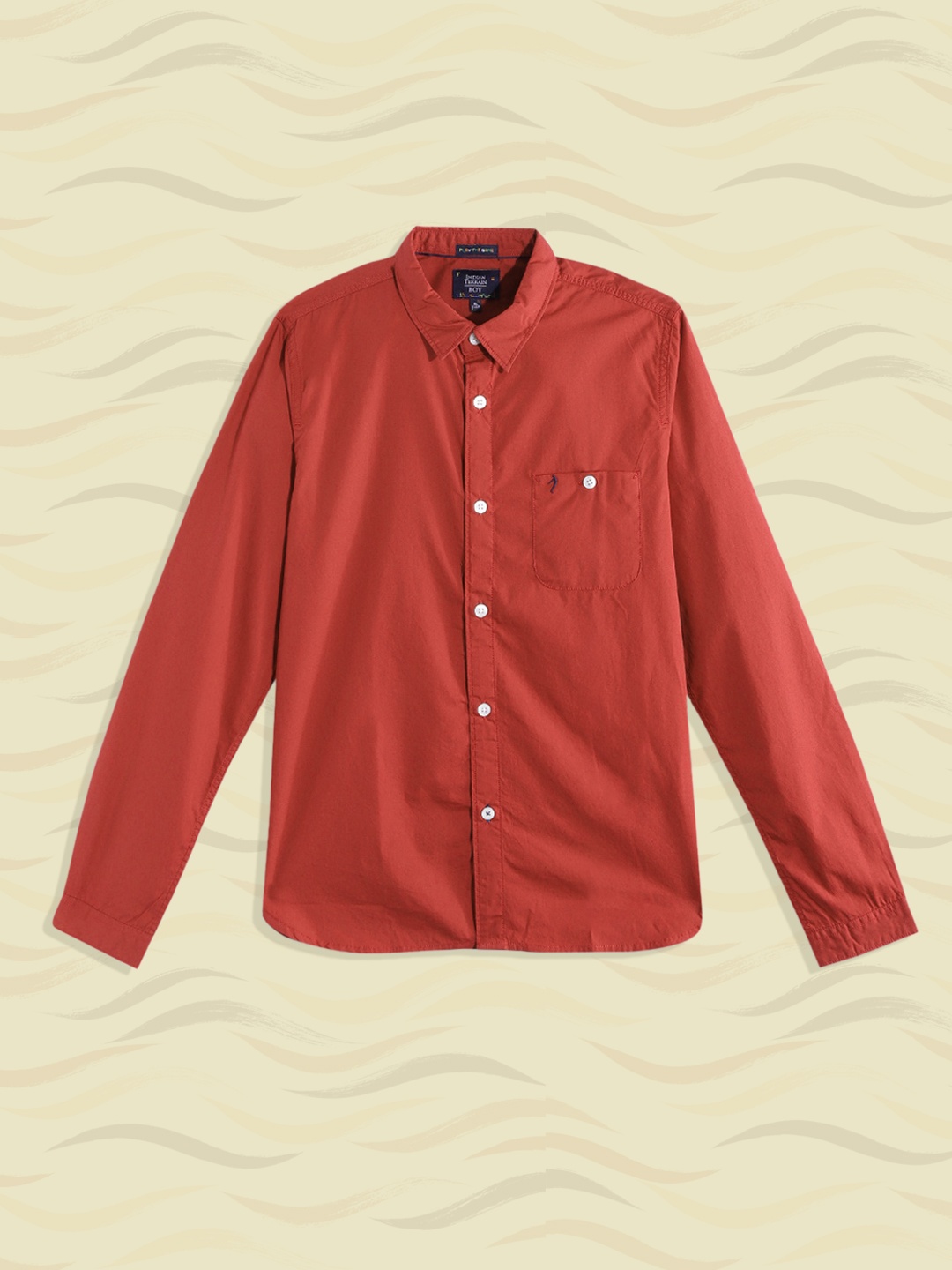 

Indian Terrain Boys Red Solid Pure Cotton Casual Shirt