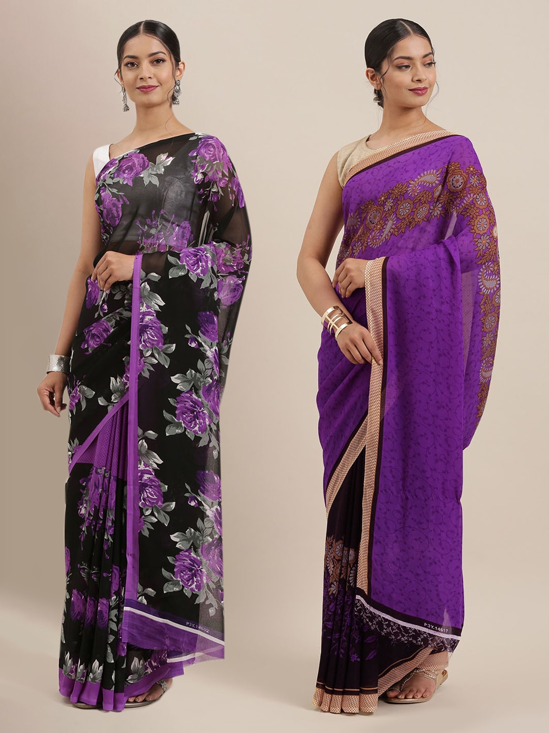 

KALINI Pack Of 2 Saree, Purple