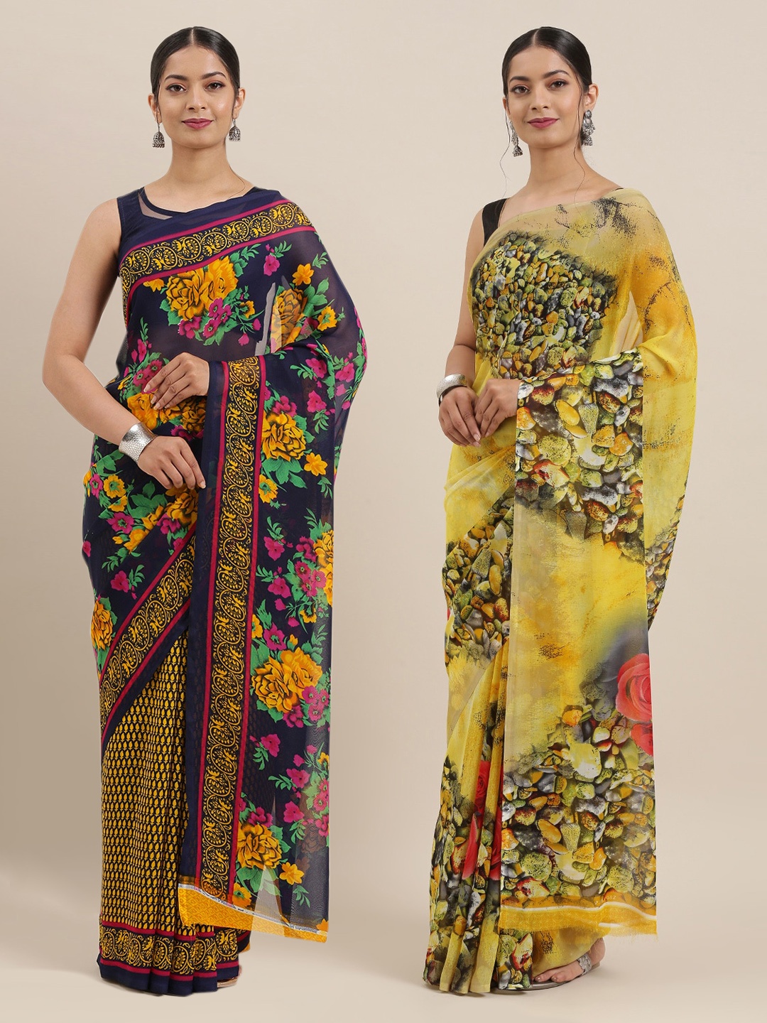 

ANAND SAREES Pack Of 2 Sarees, Yellow