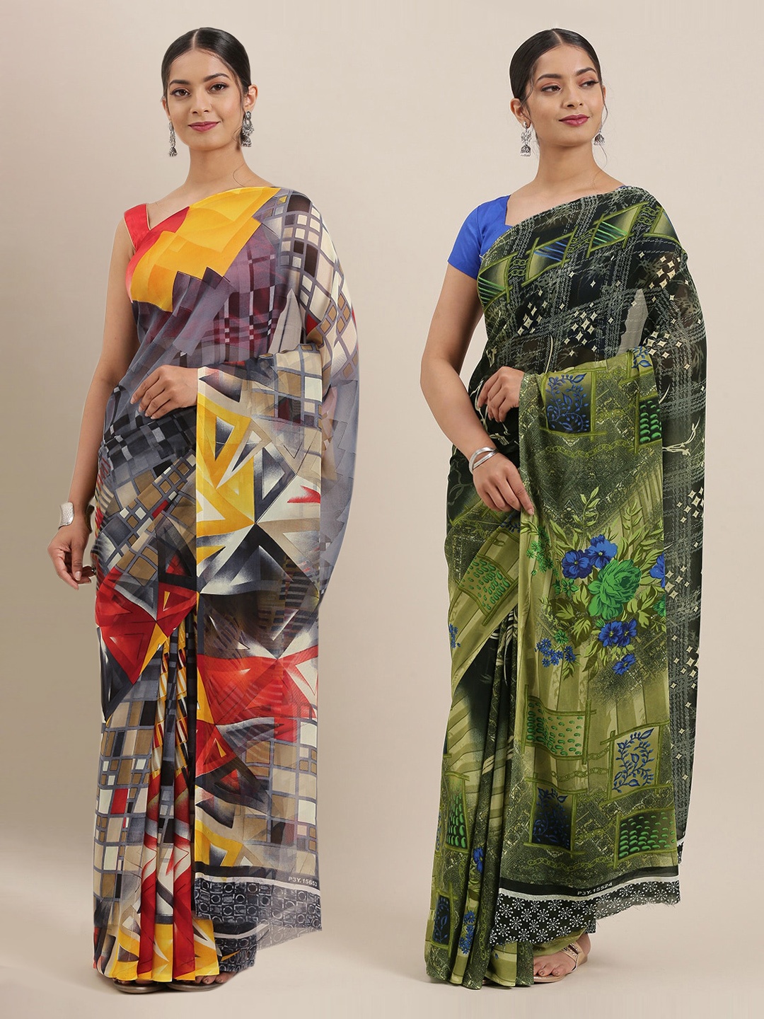 

KALINI Pack Of 2 Sarees, Black