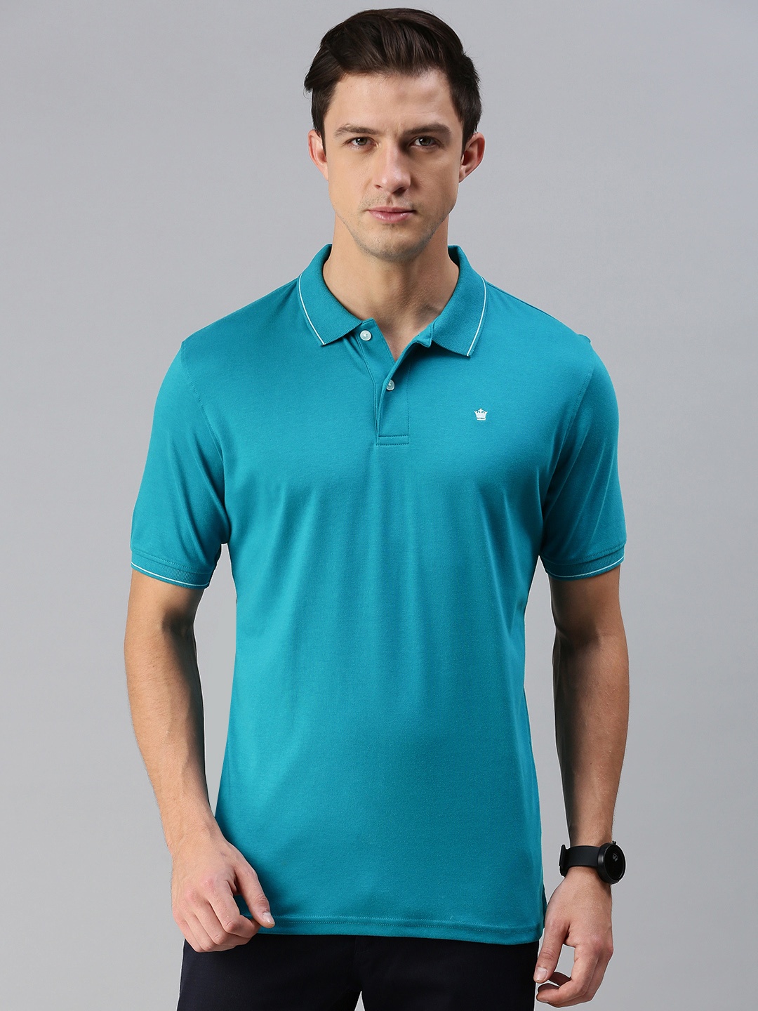 

Louis Philippe Men Blue Polo Collar T-shirt