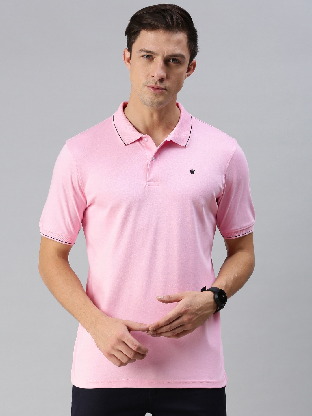 

Louis Philippe Men Pink Polo Collar T-shirt