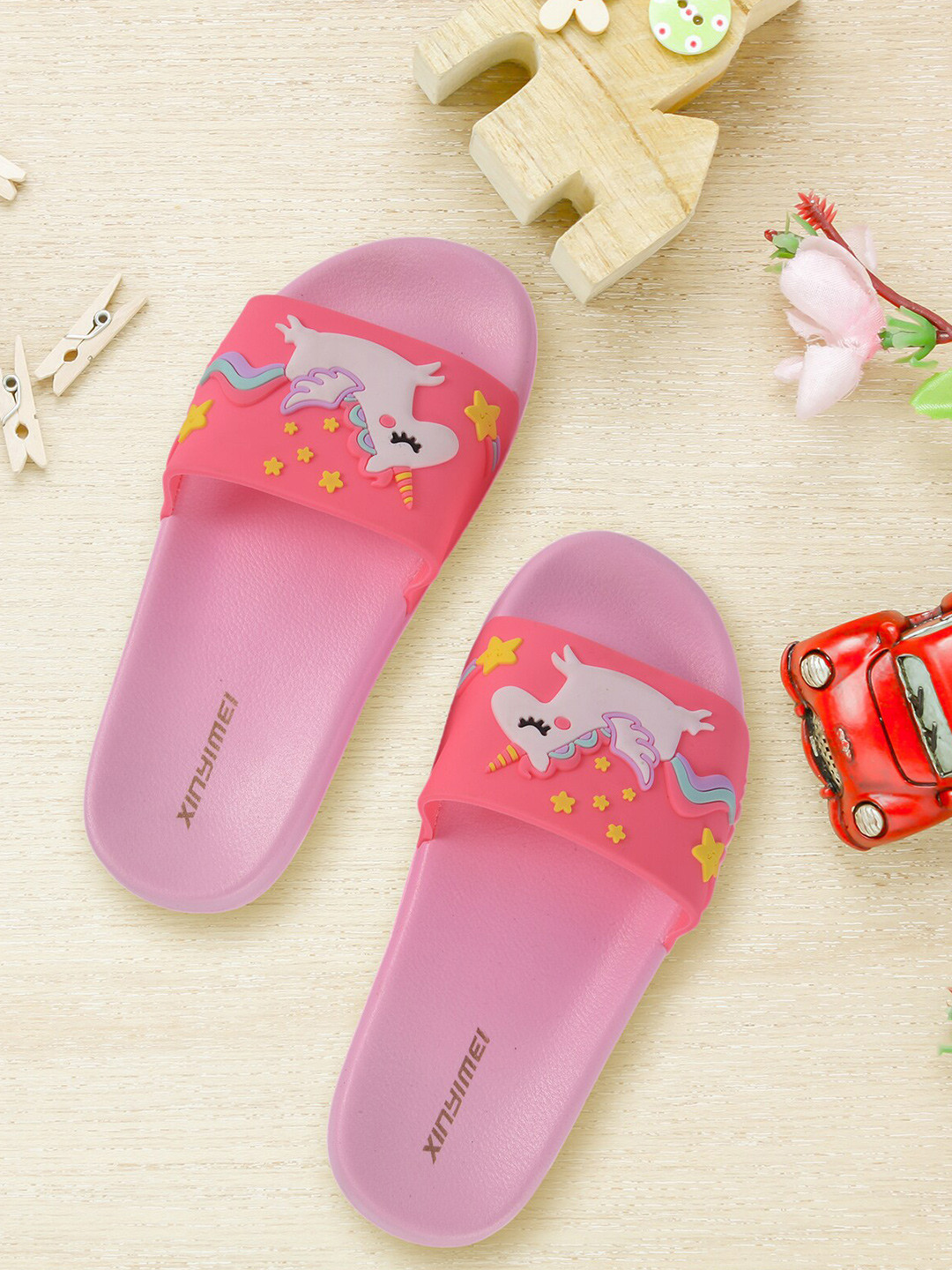 

Yellow Bee Girls Pink Cute Unicorn Fashion Slippers