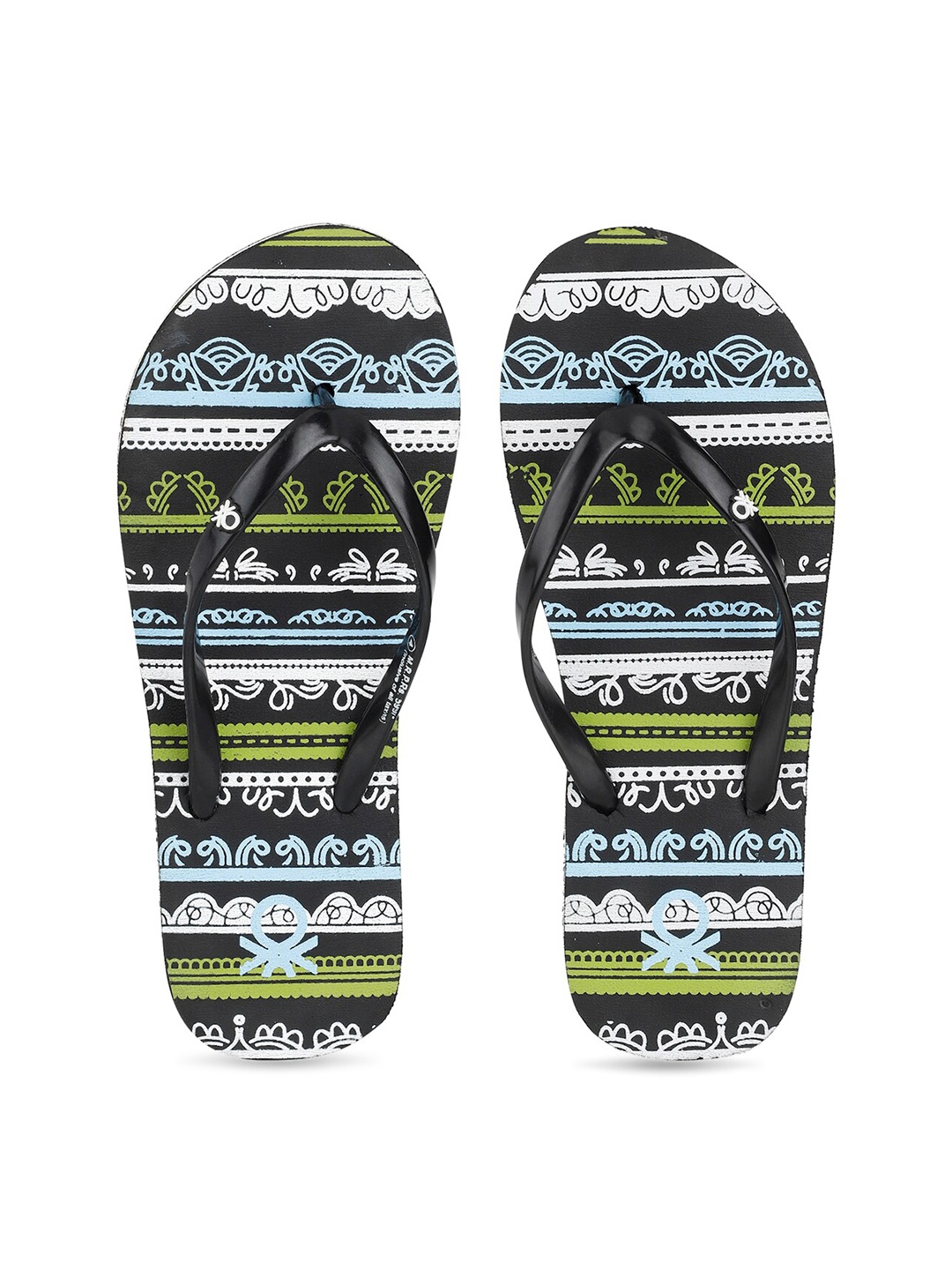 

United Colors of Benetton Women Black & White Printed Thong Flip-Flops