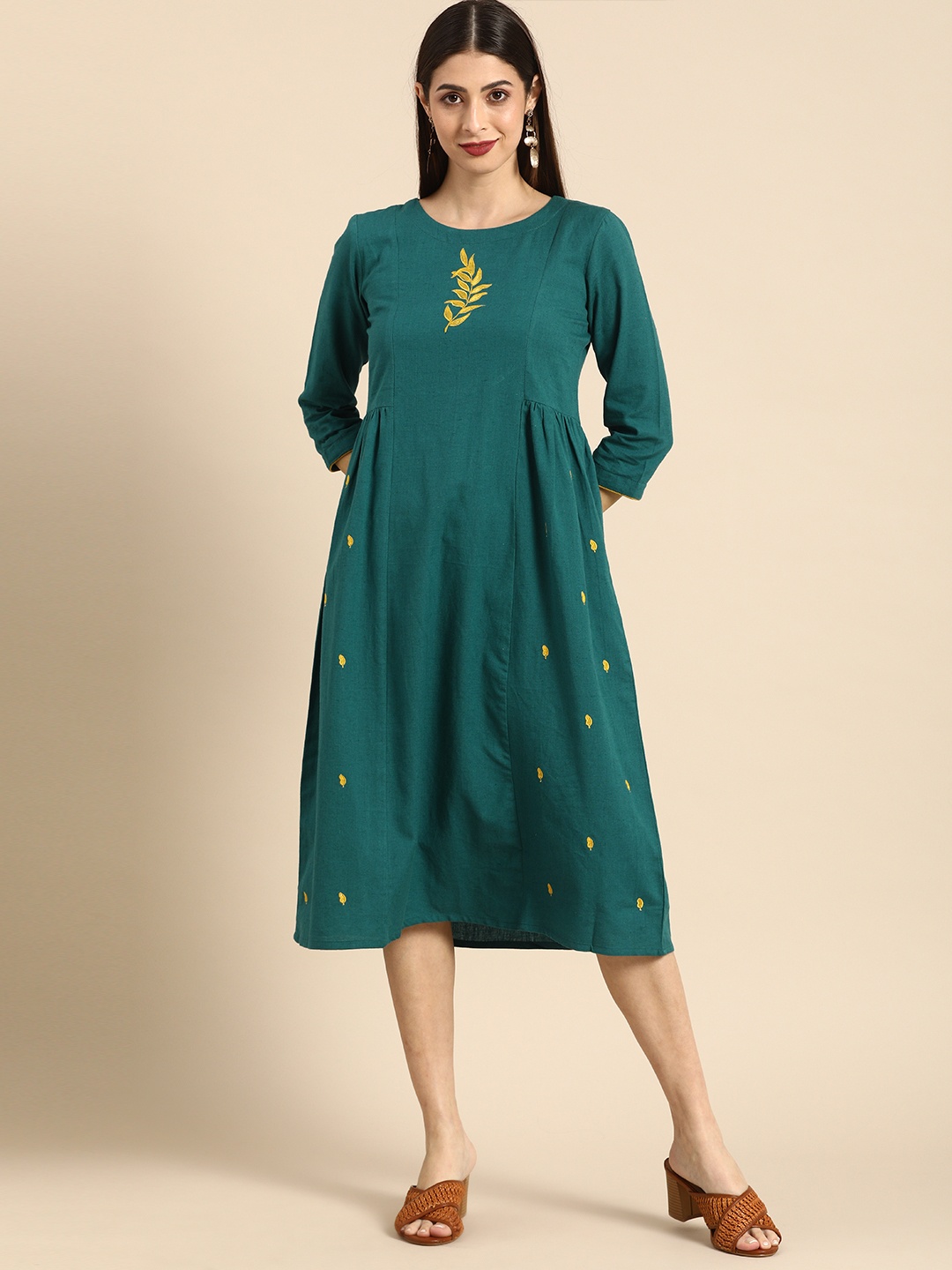 

all about you Blue & Yellow Printed A-Line Dress