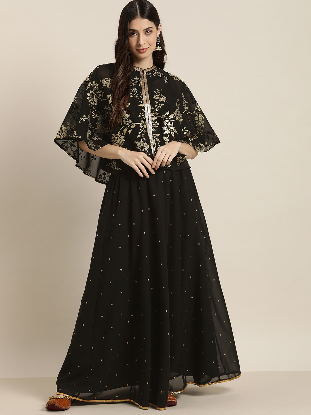 

all about you Women Black Printed Top with Skirt