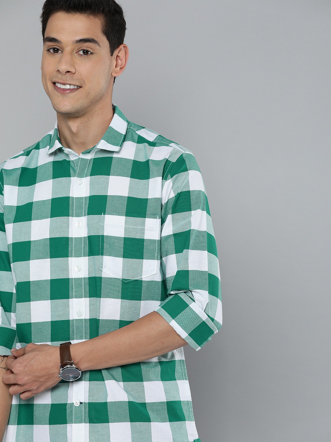 

Mast & Harbour Men White Slim Fit Buffalo Checks Opaque Casual Shirt
