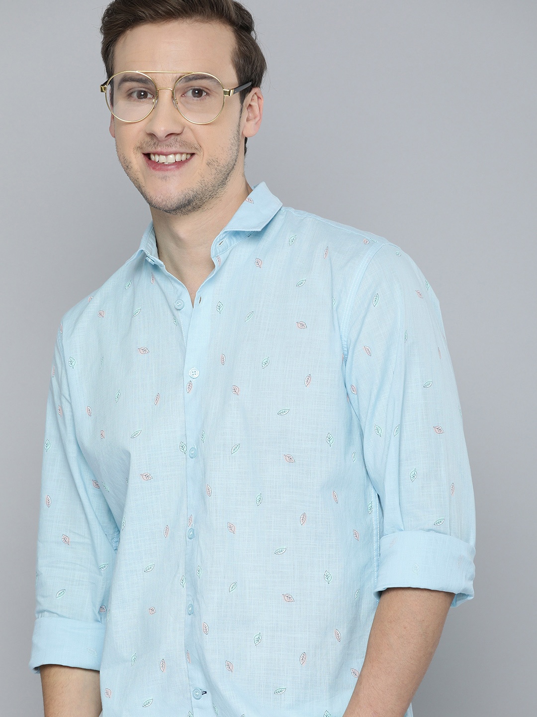 

Mast & Harbour Men Blue Opaque Printed Casual Shirt
