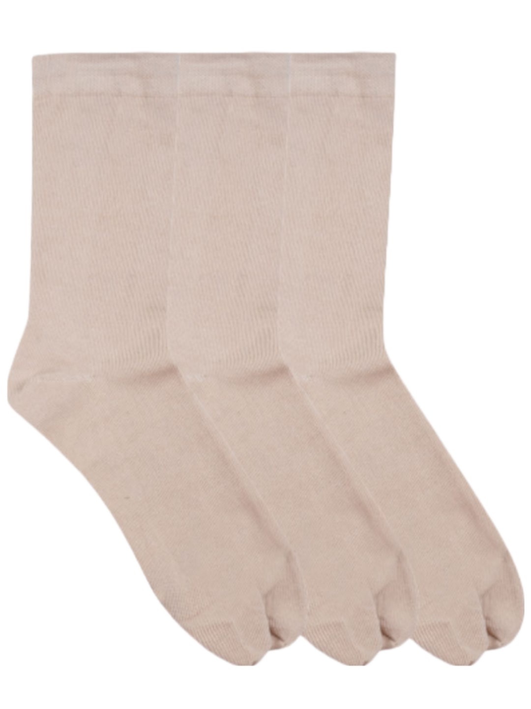 

N2S NEXT2SKIN Women Pack Of 3 Beige Solid Cotton Calf-Length Thumb Socks
