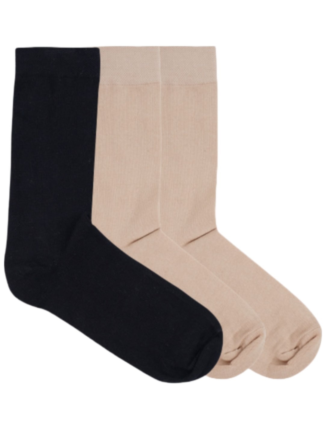 

N2S NEXT2SKIN Women Pack Of 3 Solid Cotton Calf-Length Thumb Socks, Beige