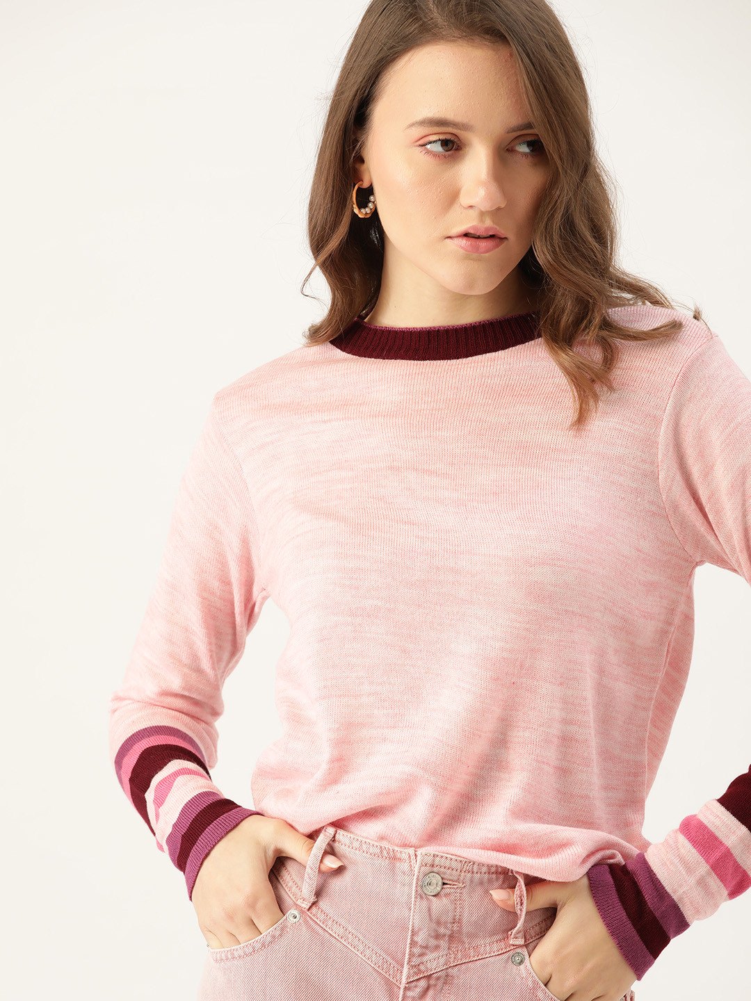 

DressBerry Women Pink Solid Pullover