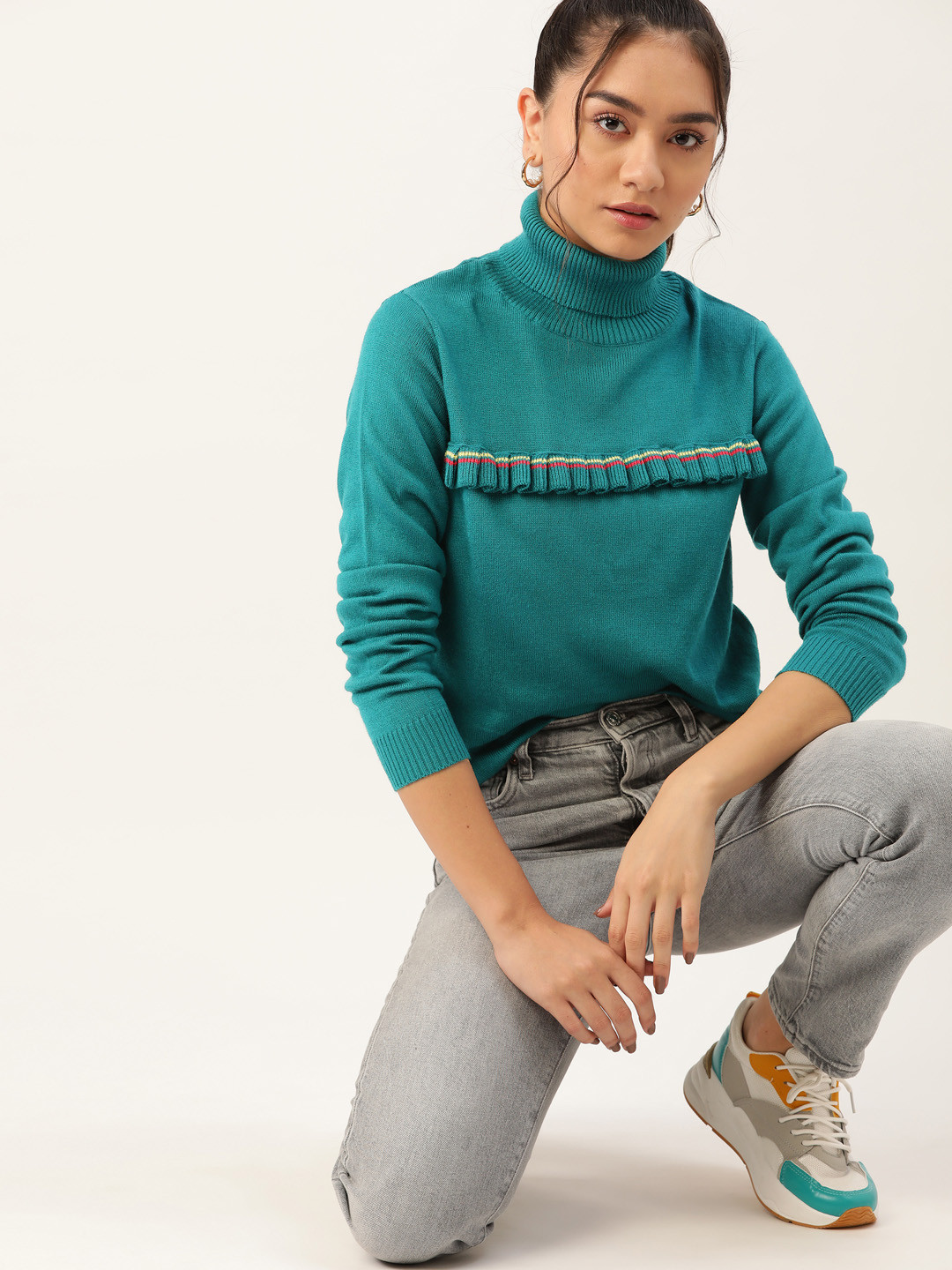 

DressBerry Women Green Striped Pullover