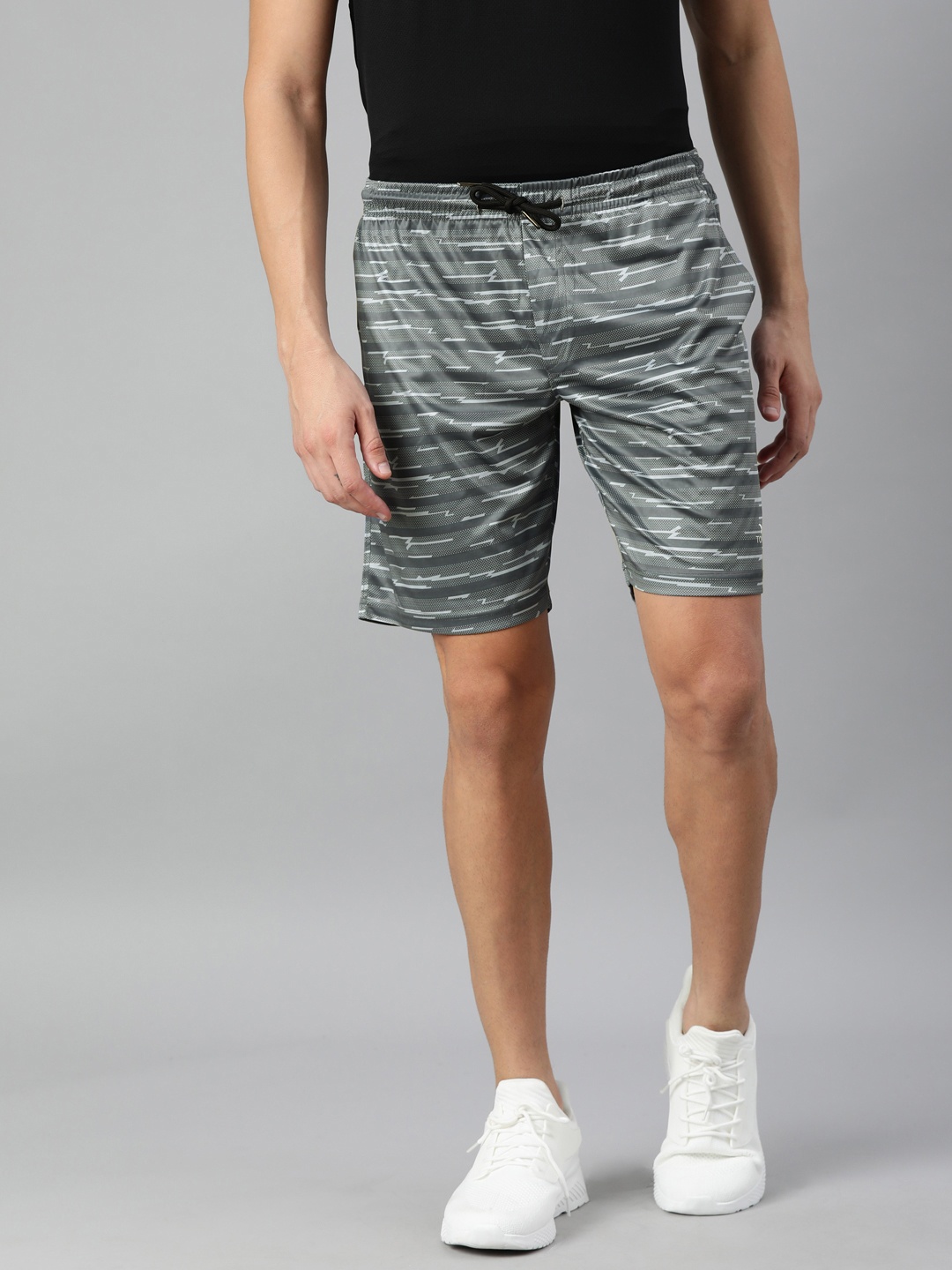 

TOM BURG Men Grey Printed Mid-Rise Regular Shorts