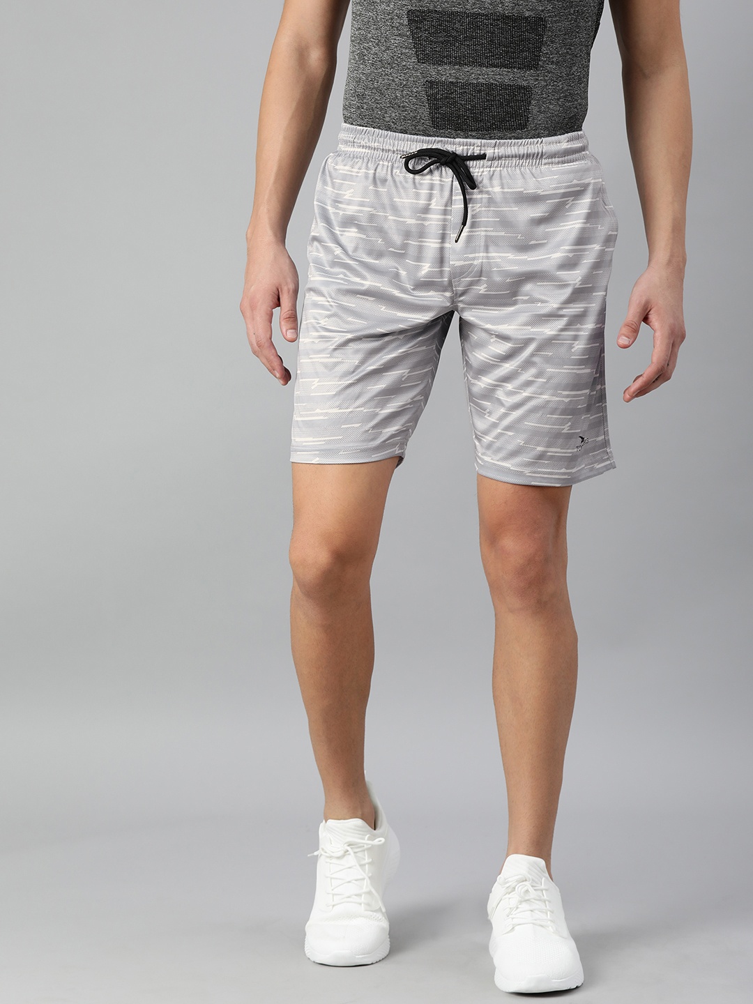 

TOM BURG Men Grey Printed Mid-Rise Regular Shorts