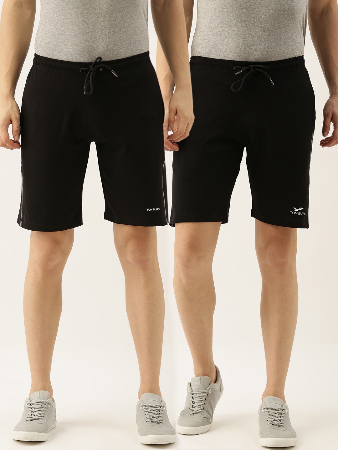 

TOM BURG Men Pack of 2 Black High-Rise Regular Shorts