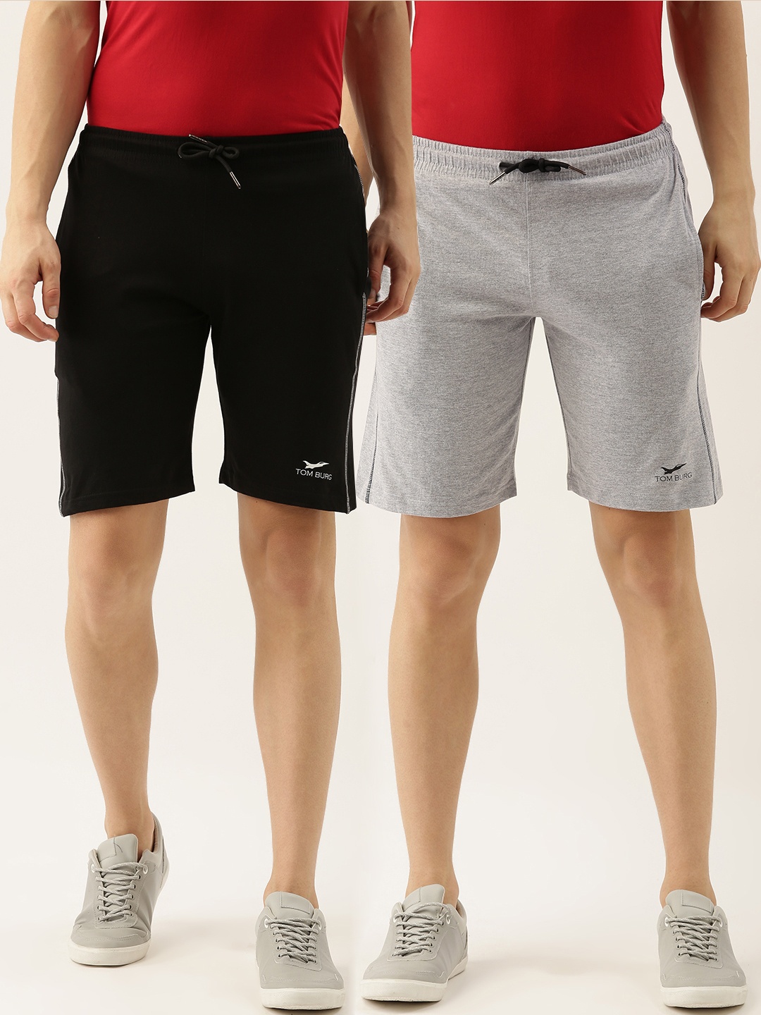 

TOM BURG Men Pack of 2 High-Rise Regular Shorts, Black