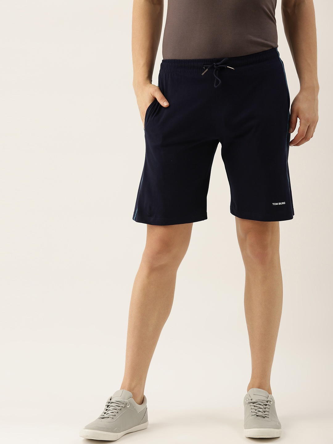 

TOM BURG Men Navy Blue Mid-Rise Sports Shorts