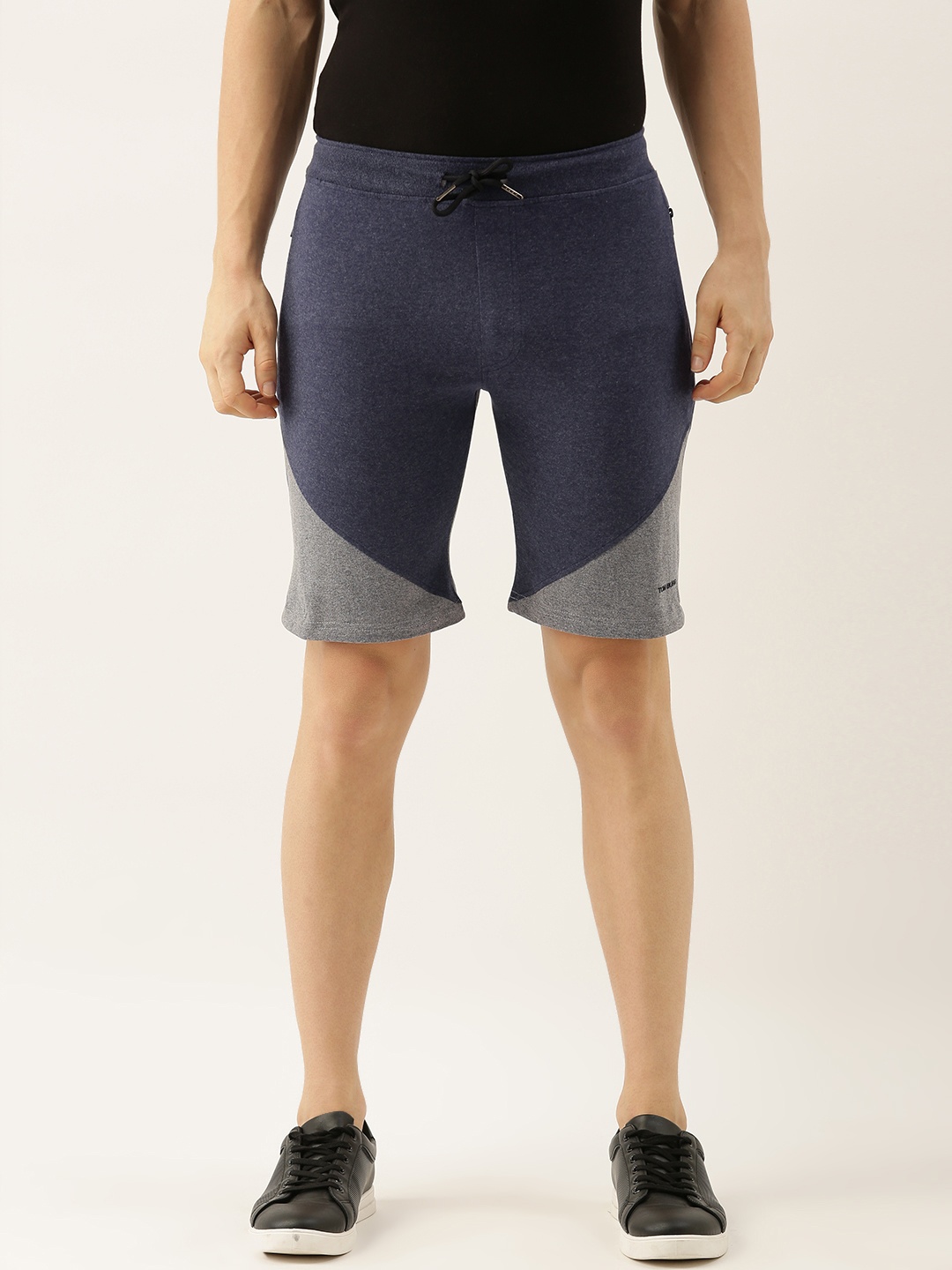 

TOM BURG Men Navy Blue Colourblocked Mid-Rise Regular Shorts