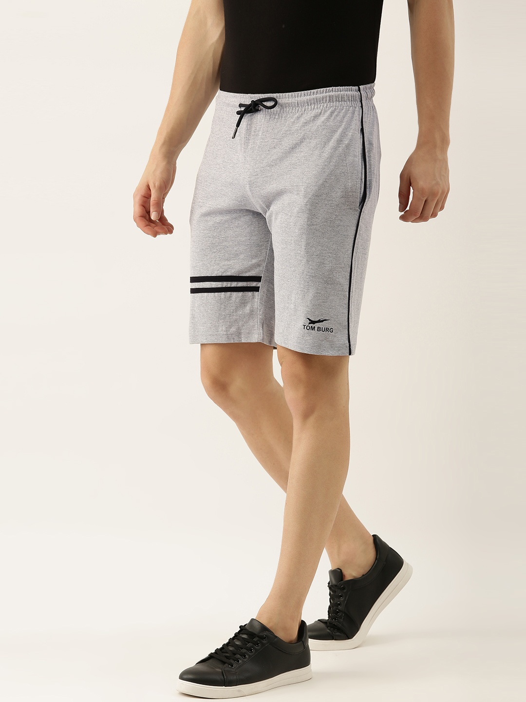 

TOM BURG Men Grey Mid-Rise Regular Shorts