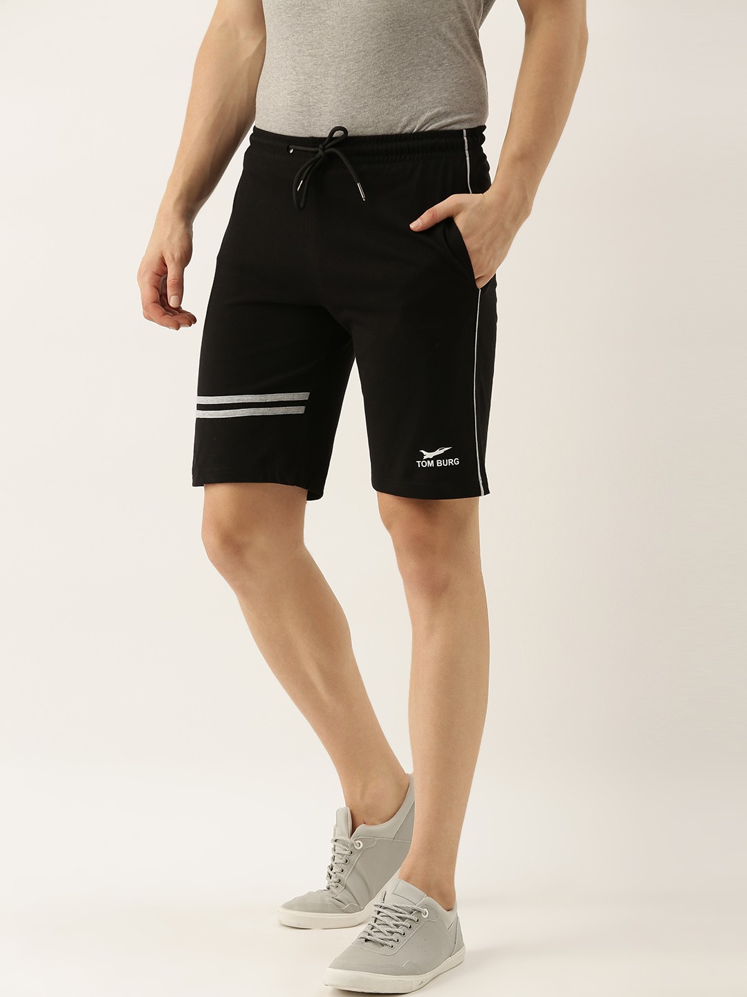 

TOM BURG Men Black Mid-Rise Regular Shorts