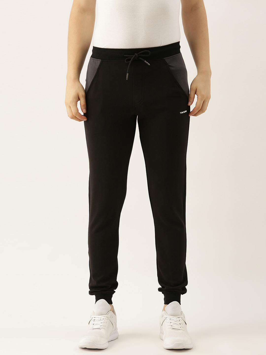 

TOM BURG Men Black Solid Slim Fit Joggers