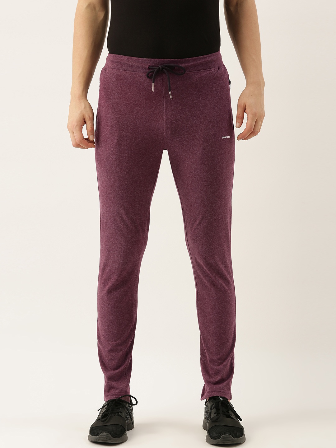 

TOM BURG Men Burgundy Solid Slim Fit Track Pants