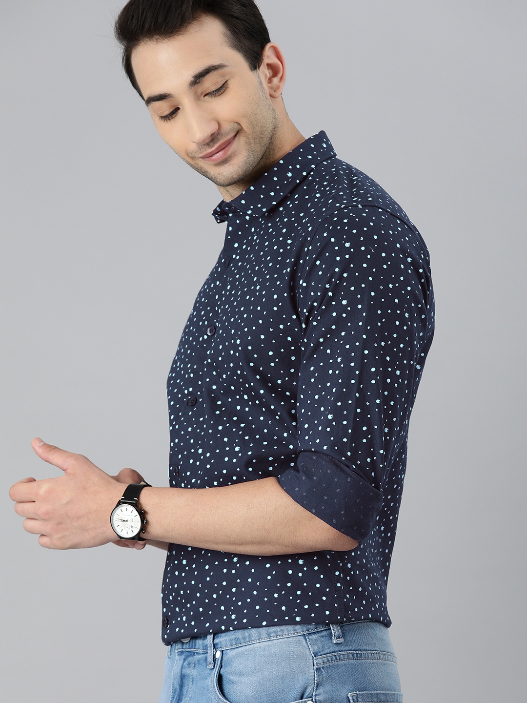 

Mast & Harbour Men Blue Slim Fit Printed Casual Shirt