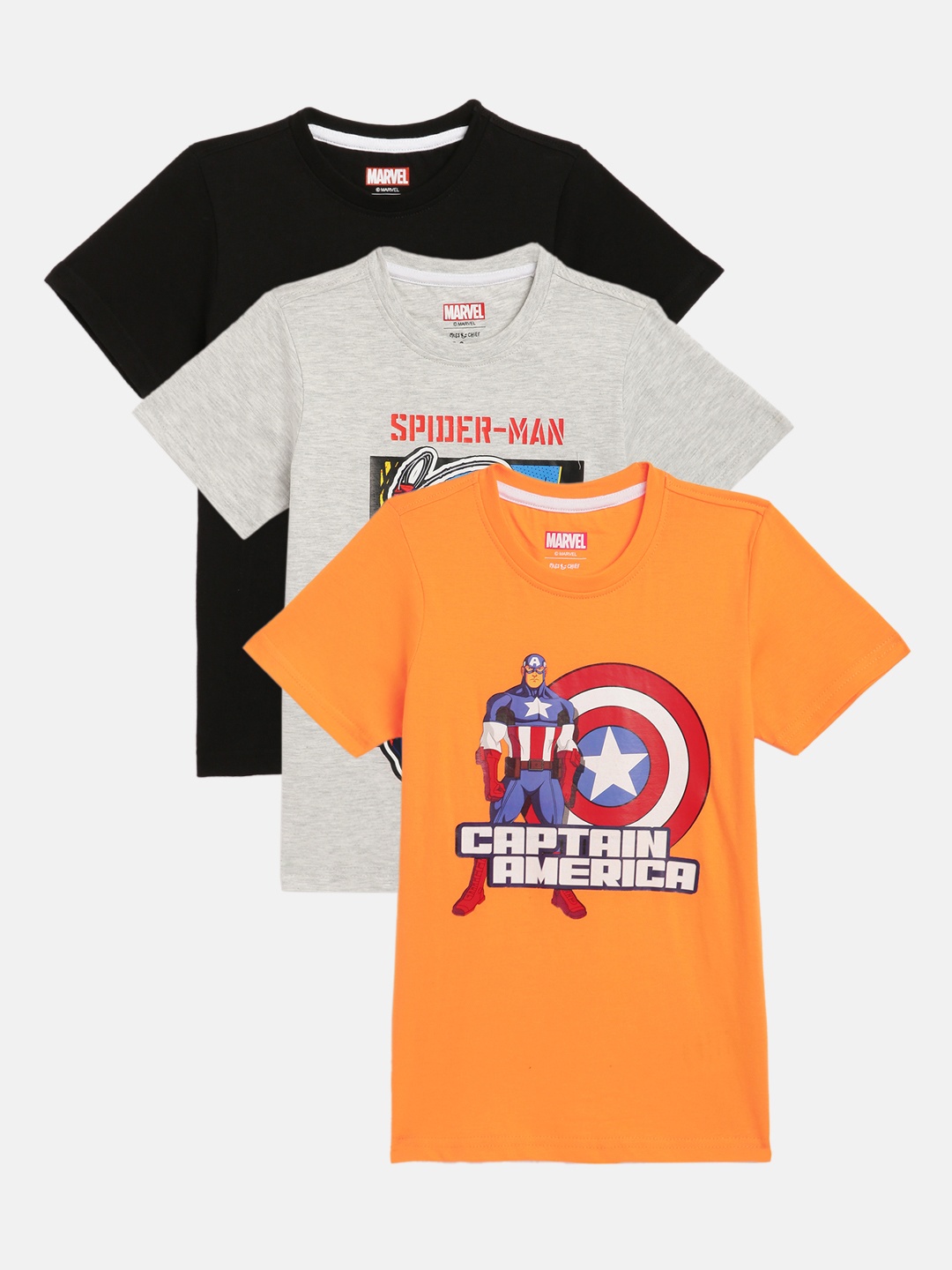 

Disney By Miss and Chief Boys Pack Of 3 Printed Pure Cotton T-shirt, Orange