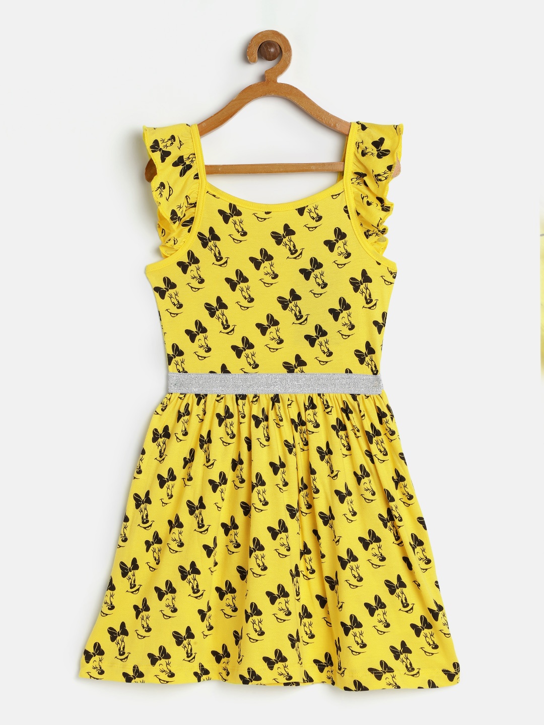 

Disney By Miss and Chief Yellow & Black Pure Cotton Minnie Mouse Fit & Flare Dress