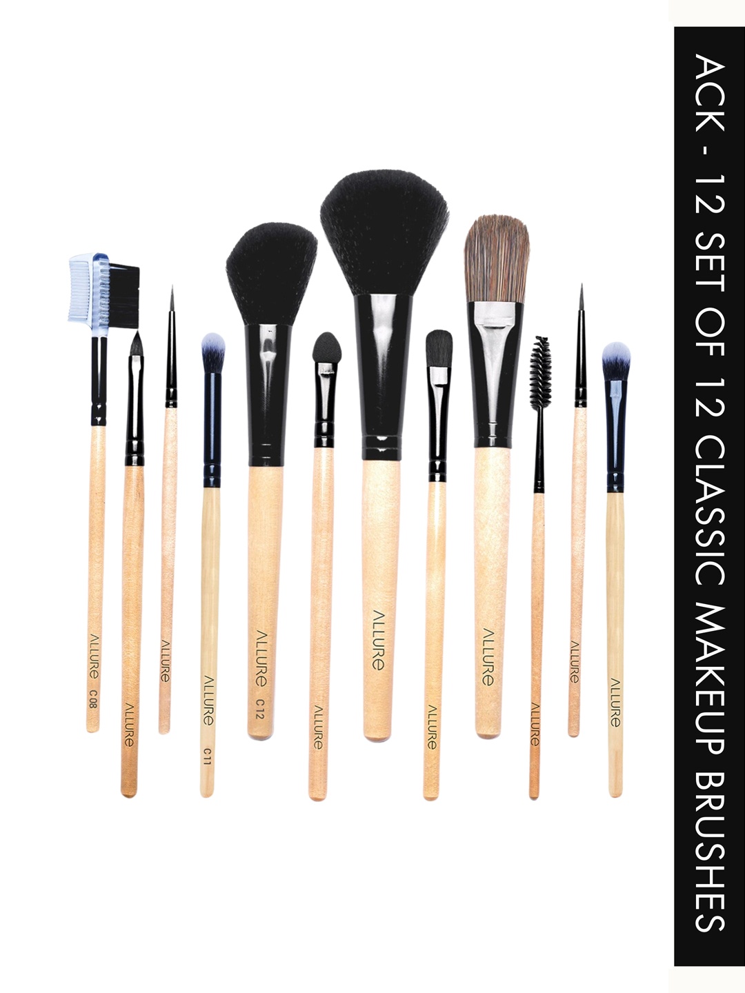 

ALLURE Pack of 12 Classic Makeup Brush Set - ACK-12, Beige