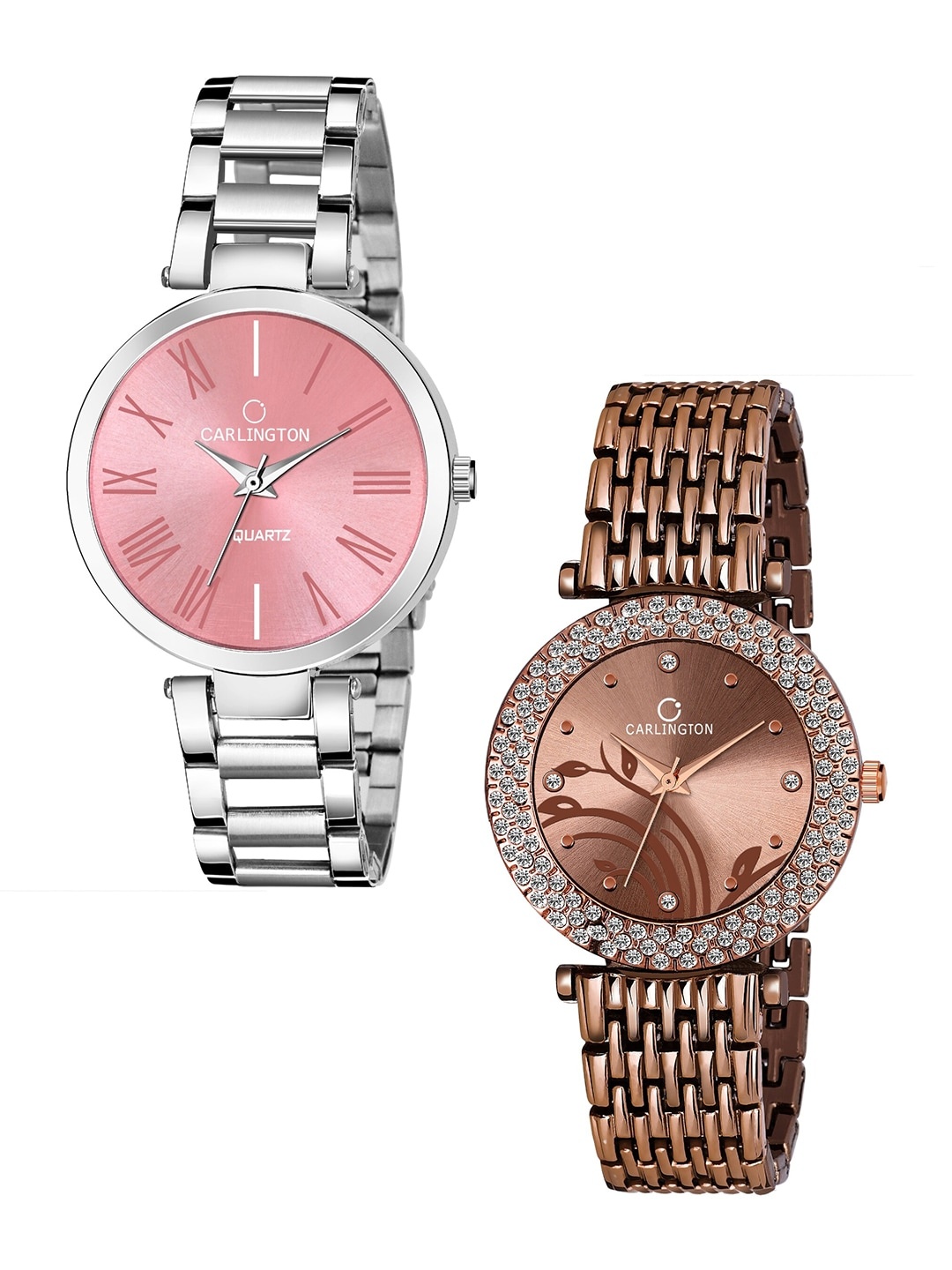 

CARLINGTON Women Pink & Brown Set of 2 Analogue Watch