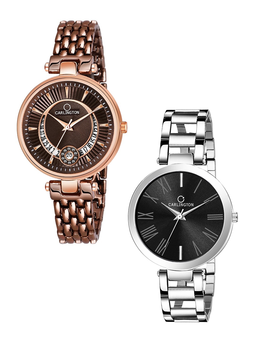 

CARLINGTON Women Set Of 2 Brown & Black Analogue Watch 112