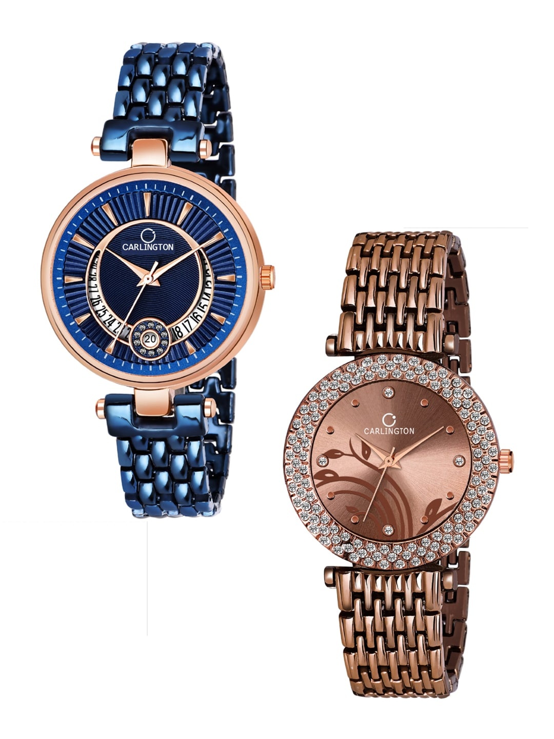 

CARLINGTON Women Blue & Brown Set of 2 Analogue Watch