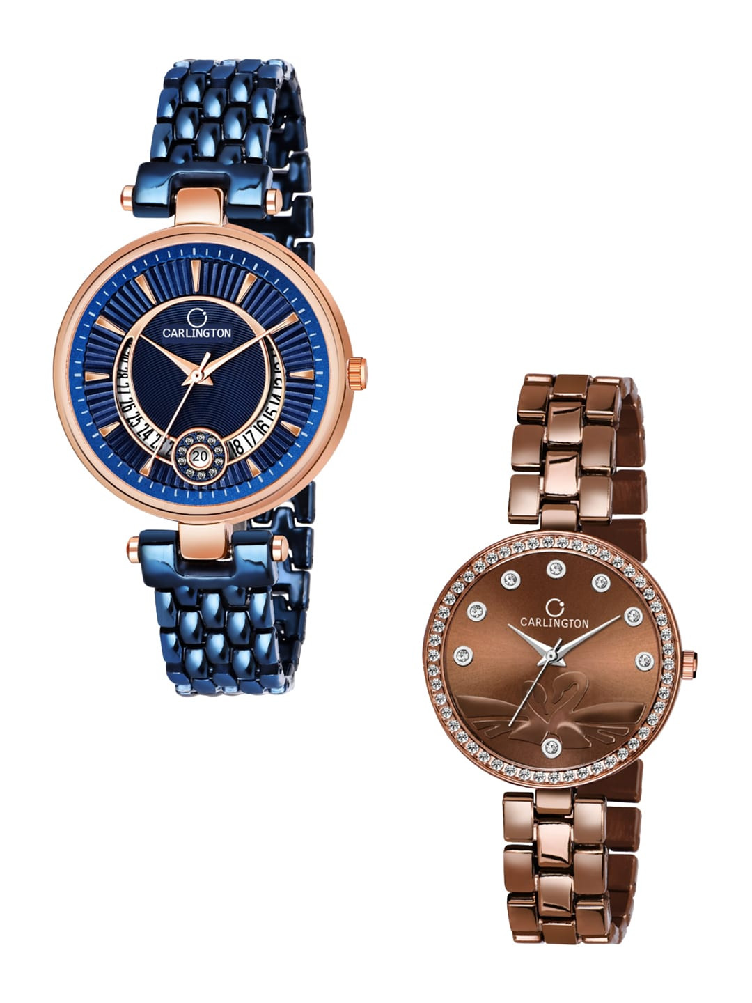 

CARLINGTON Women Pack Of 2 Blue & Brown Analogue Watches Combo Bella