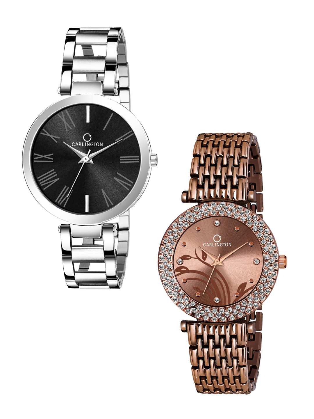 

CARLINGTON Women Set Of 2 Black & Brown Analogue Watch