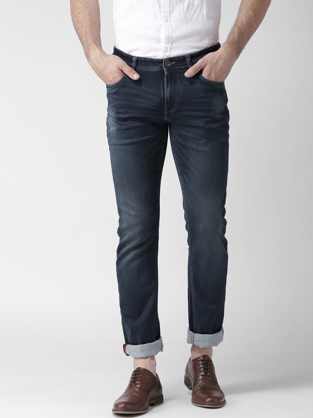 

Celio Navy Washed Straight Fit Stretchable Jeans, Navy blue