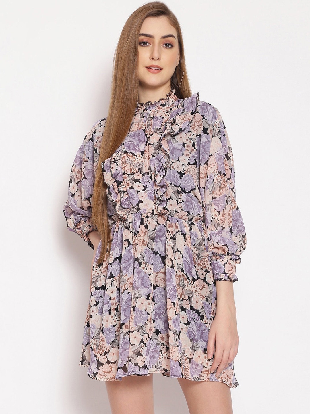 

Oxolloxo Multicoloured Floral Satin Mini Dress, Multi