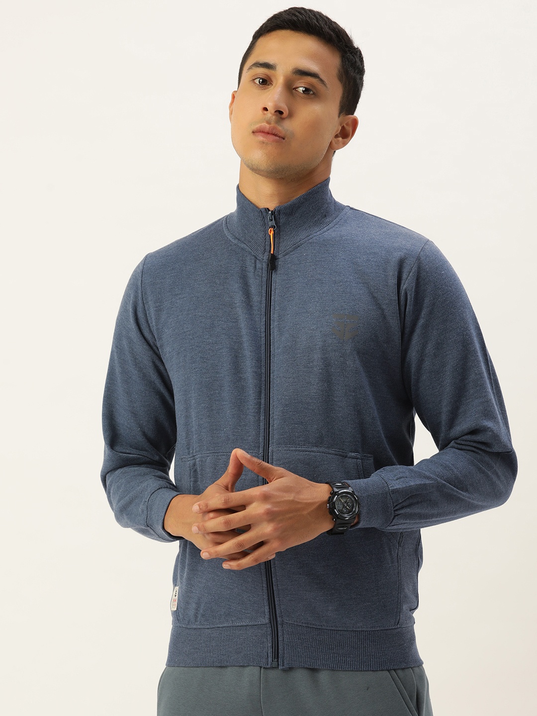 

Sports52 wear Men Mock Collar Open-Front Sweatshirt, Blue