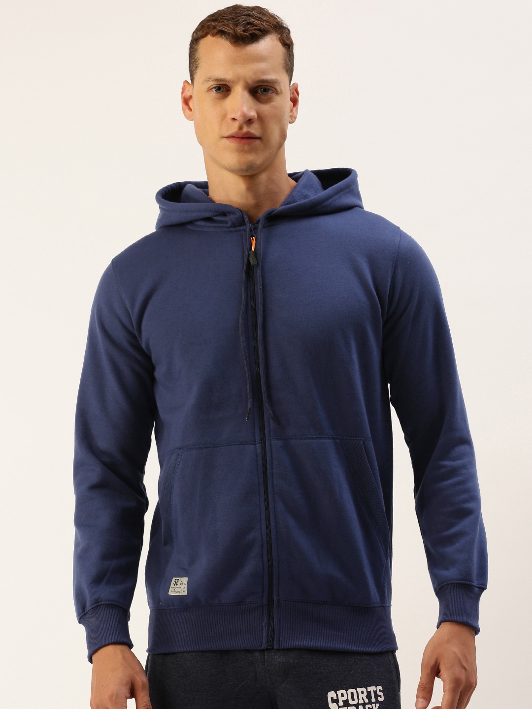 

Sports52 wear Solid Hooded Front-Open Sweatshirt, Navy blue