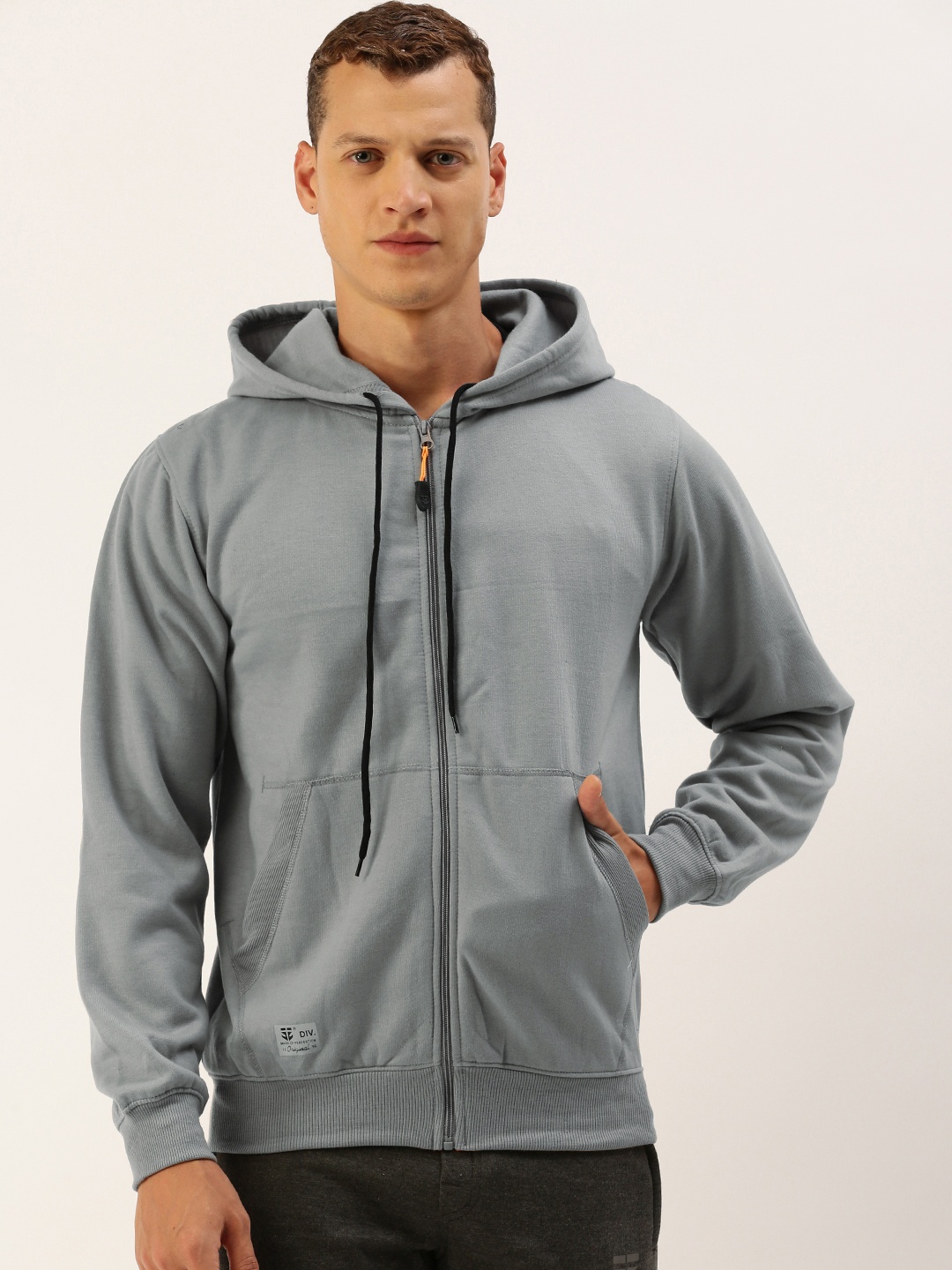 

Sports52 wear Solid Hooded Front-Open Sweatshirt, Grey