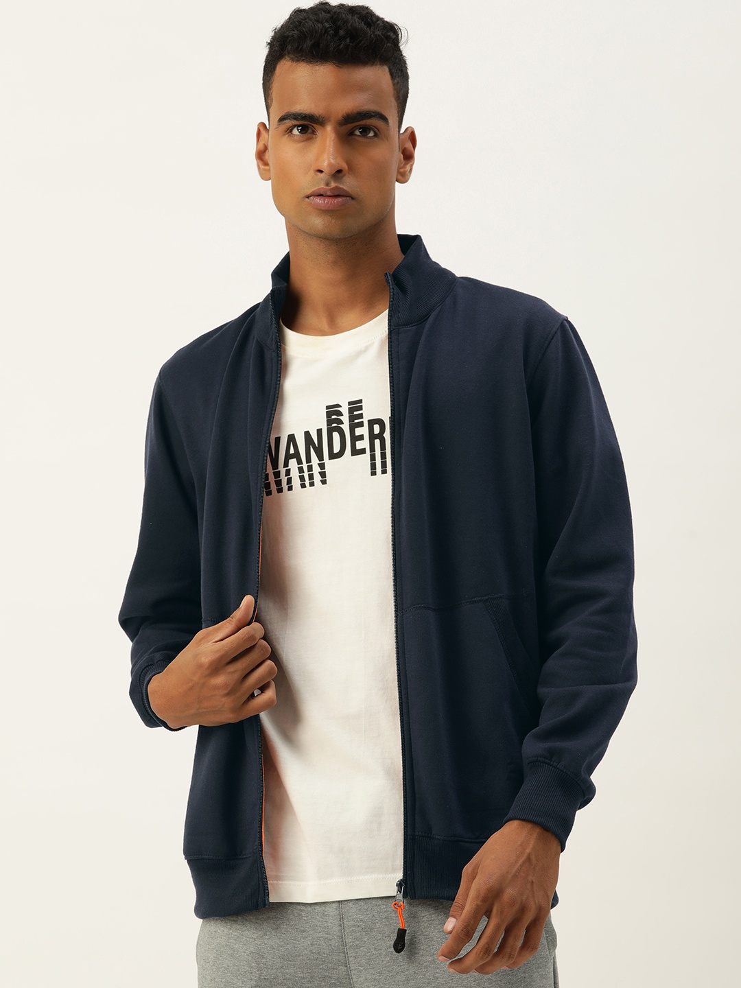 

Sports52 wear Solid Mock-Collar Front-Open Sweatshirt, Navy blue