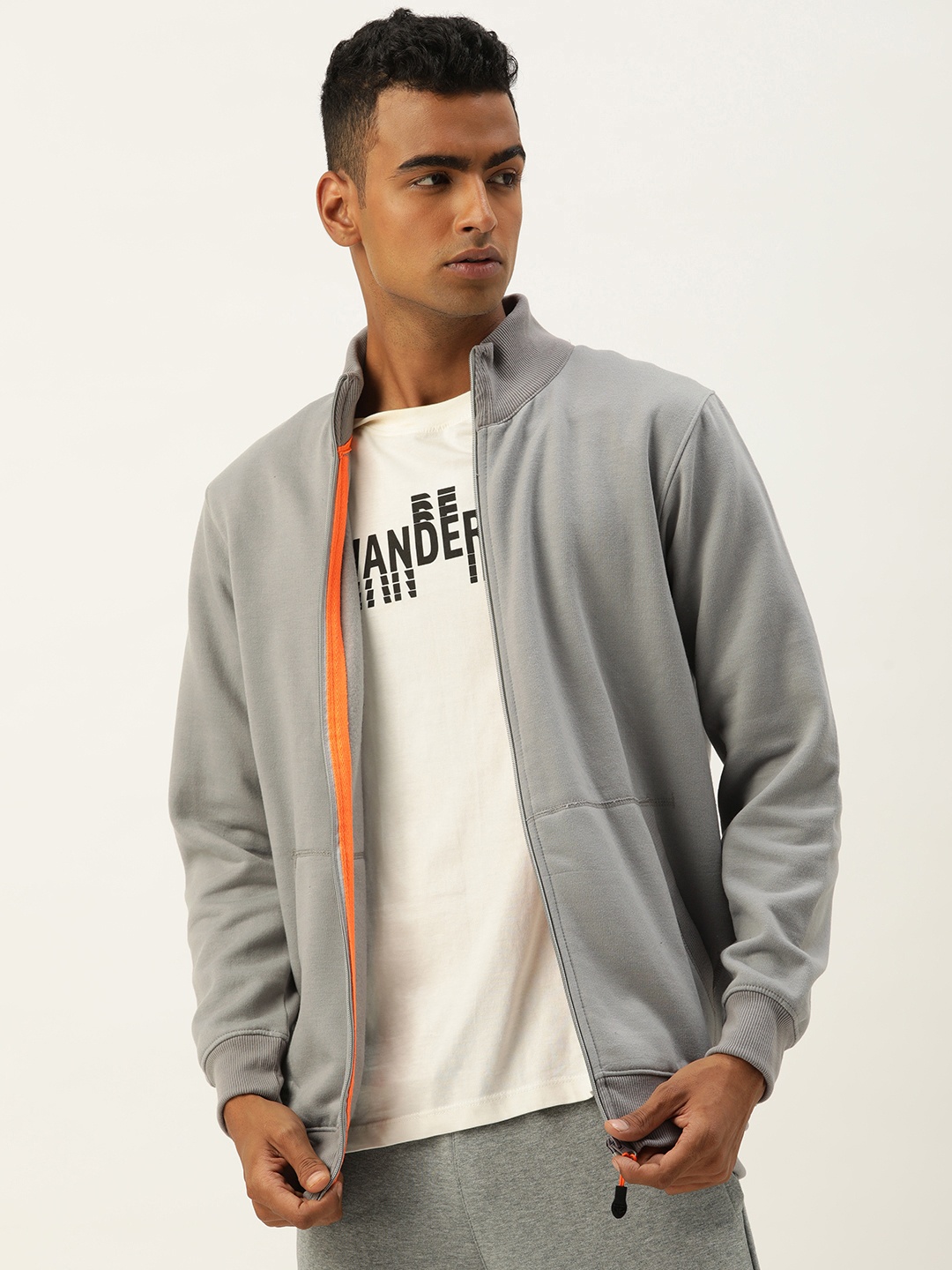 

Sports52 wear Solid Mock-Collar Front-Open Sweatshirt, Grey