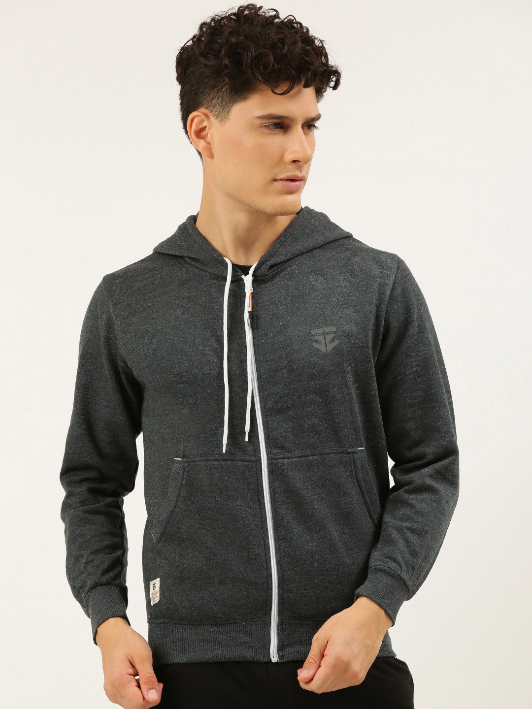 

Sports52 wear Men Charcoal Grey Solid Hooded Sweatshirt