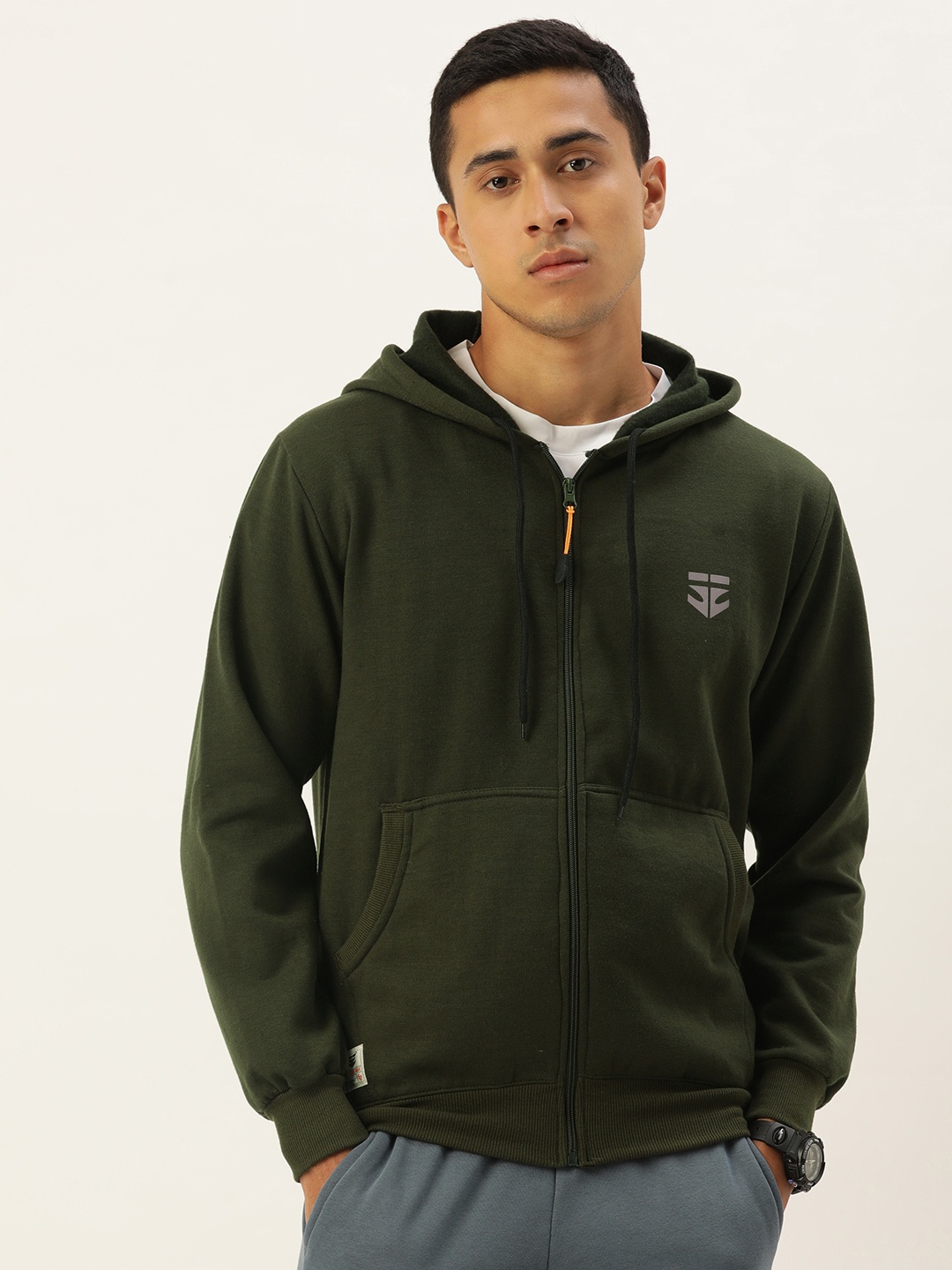 

Sports52 wear Men Mock Collar Open-Front Hooded Sweatshirt, Green