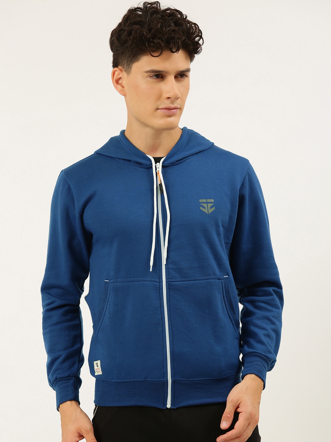

Sports52 wear Men Blue Solid Hooded Sweatshirt